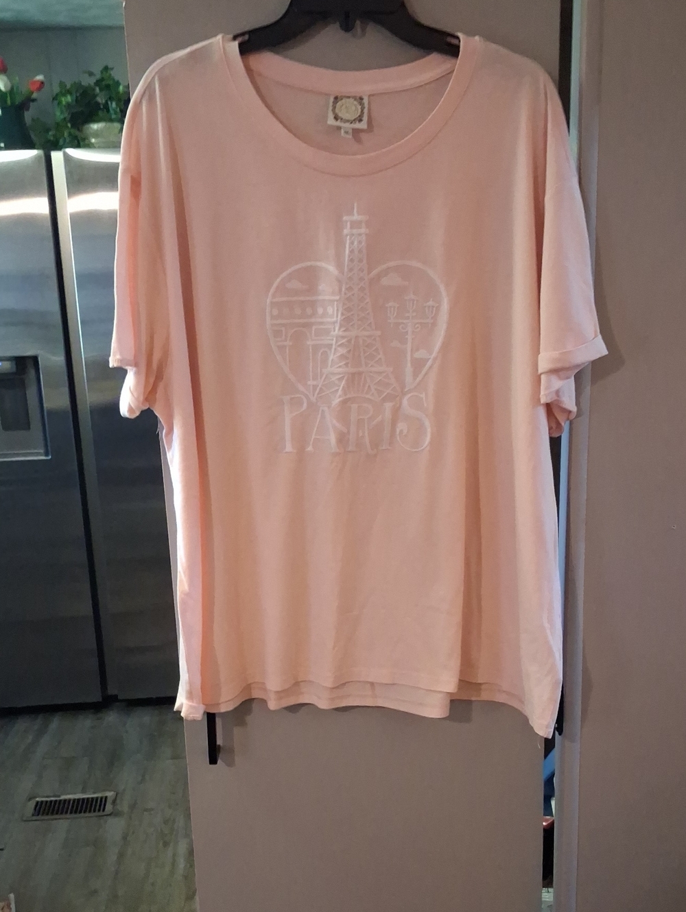 Rue21 Light Pink Paris Heart Graphic Short Sleeve Tee
